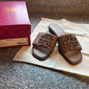 Tory Burch Brown Slide Sandals-worn 1x inside